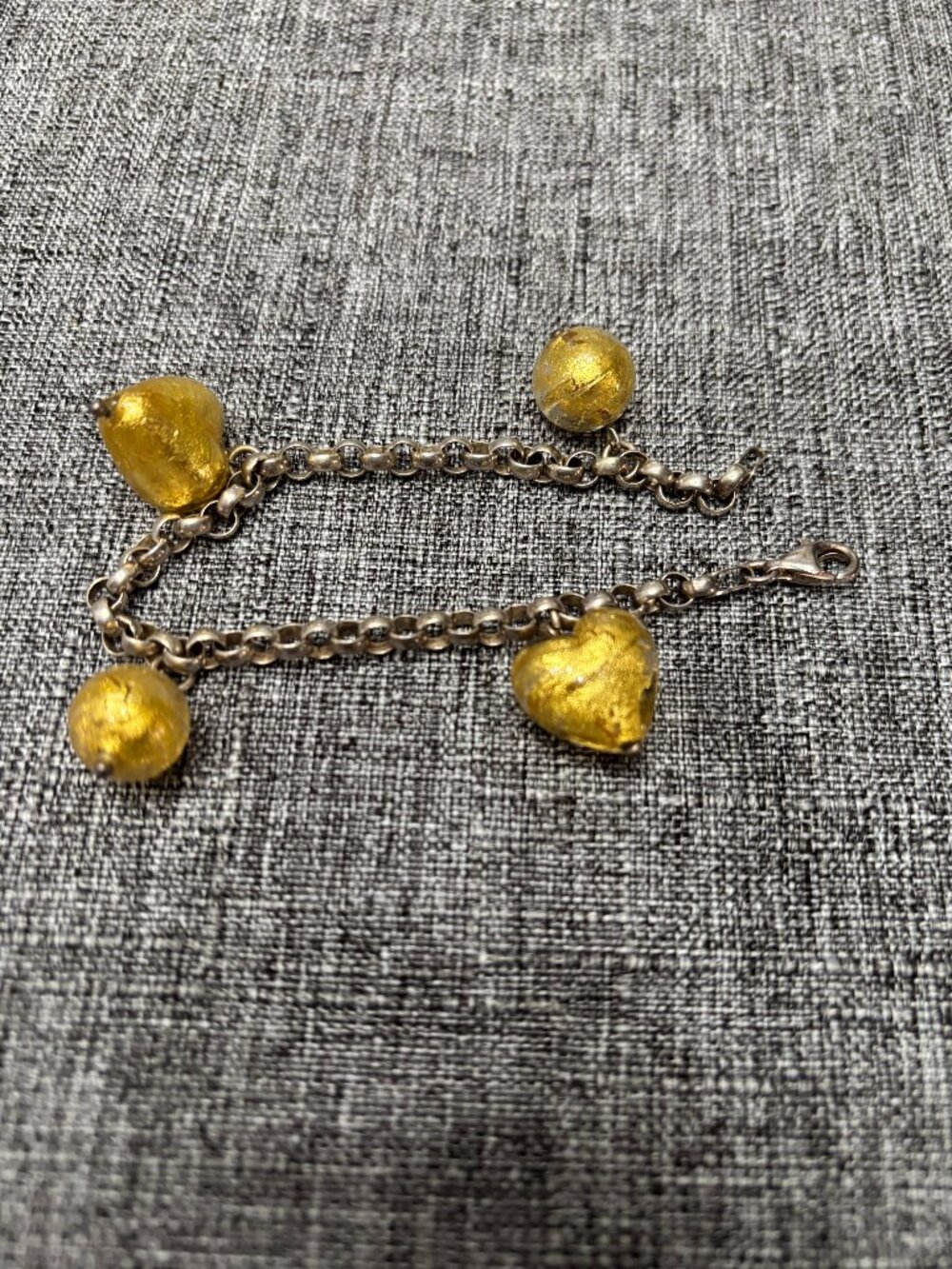 Glittery Gold Heart Clasp Bracelet